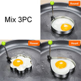 HULIANFU Stainless Steel 5Style Fried Egg Pancake Shaper Omelette Mold Mould Frying Egg Cooking Tools Kitchen Accessories Gadget Rings