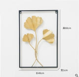 HULIANFU 2023 Nordic Metal Leaf Plant Wall Decor Wrought Iron Wall Hanging Non-perforated Wall Mural Living Room Bedroom Home Decoration Hot