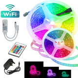 HULIANFU LED Light Strip Lights WIFI RGB 5050 Waterproof Night ligh Lighting Remote Ribbon 5M 10M 15M 20M String Tape Diode Background