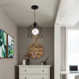 HULIANFU Modern LED Pendant Light Iron Gold Black Minimalist  Metal Cage Pendant Lamp Living Room Restaurant Shop Bar Fixture Decoration