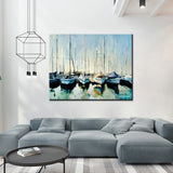 HULIANFU Wholesale High Quality handpainted Abstract boats Oil Painting On Canvas Handmade Beautiful Abstract Landscape Oil Paintings