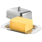HULIANFU Stainless Steel Butter Dish Box Container Cheese Server Storage Keeper Tray With Lid Fresh Keeping Container Kitchen Dinnerware