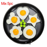 HULIANFU Stainless Steel 5Style Fried Egg Pancake Shaper Omelette Mold Mould Frying Egg Cooking Tools Kitchen Accessories Gadget Rings