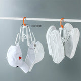 HULIANFU Multifunctional Shoe Rack Folding Hanging Double Hook Shoes Windproof Double Sun Rotating Foldable Drying Rack