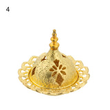 HULIANFU Luxury Hollow Buddhism Golden Home Decor Arab Style Censer Holder Tower Incense Burners Metal Incense Burner