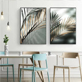 HULIANFU Nordic Wall Art Golden Palm Leaf Plant Canvas Painting Poster Print Botanical Scandinavian Decoration Picture Artwork Home Decor