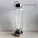 HULIANFU water bottle Drop Shipping Natural Crystal Point Healing Obelisk Wand Elixir Quartz Crystal Water Bottle To wand heals energy st