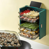 HULIANFU Kitchen Preparation Plate Organizer 6-Layer Cooking Dishes Tray Multi-Functional Wall Mount Racks Kitchen Organizer and Storage