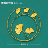HULIANFU 2023 Nordic Metal Leaf Plant Wall Decor Wrought Iron Wall Hanging Non-perforated Wall Mural Living Room Bedroom Home Decoration Hot