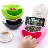 HULIANFU Multifunctional Plastic Double Layer Dry Fruit Containers Snacks Seeds Holder Desktops Plate Dish Organizer Storage Box Garbage