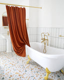 HULIANFU LIANGQI Velvet Shower Curtain Waterproof Coating Mildew Proof Fabric Thicken Cloth Bathroom Bathtub Tools Home Decoration Custom