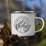 HULIANFU Night Forest Mountain Print Enamel Creative Coffee Tea Water  Milk Cups Camping Mugs Handle Drinkware Vacation Hiking Mug Gifts