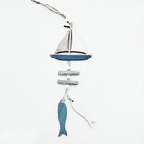 HULIANFU Wooden Fish Sailboat Rudder Hanging Decoration Beach Theme Wall Decor Door Crafts Wind Chimes Ornament Nautical Pendants Gifts