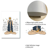HULIANFU Nordic Style Feminine Posters and Prints Female Celestial Wall Art Sun Moon Body Soul Wall Pictures for Living Room Home Decor