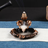 HULIANFU Leaf Tower Incense Ceramic Burner Fragrance Holder Backflow Censer Creative Aromatherapy Smoke Reflux Incense Stick Incense