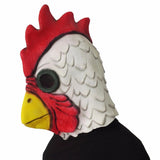 HULIANFU White Latex Rooster Adults Mad Chicken Cockerel Mask Halloween Scary Funny Masquerade Cosplay Mask Party Mask