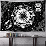 HULIANFU Mandala Tapestry White Black Sun And Moon Tapestry Wall Hanging Tarot Hippie Wall Rugs Dorm Decor Blanket