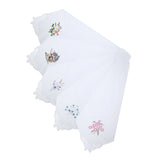 HULIANFU Mayitr 6pcs Vintage Women Ladies Embroidered Hankies Napkin Portable Butterfly Lace Flower Hankies Floral Cloth Handkerchief