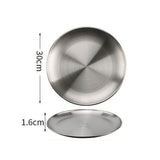 HULIANFU Stainless steel Dinner Plates Restaurant Gold Serving Tray Round Dessert Cake Snack Dishes Silver Storage Plate Korean Cutlery