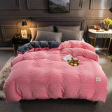 HULIANFU Magic Velvet Bedding Set Winter Warm Solid Color Quilt Duvet Cover Gray Wine Red Simple Luxury Full Size 150 180 200 220 230 240