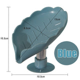 HULIANFU Leaf Shape Soap Box Drain Soap Holder Bathroom Accessories Suction Cup Soap Dish Tray Soap Dish for Bathroom Soap Container