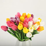 HULIANFU 2023 10PCS Artificial Flowers Garden Tulips Real Touch Flowers Tulip Bouquet Decor Mariage for Home Wedding Decorations Fake Flower