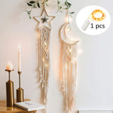 HULIANFU Macrame Dream Catcher Boho Home Decor Moon Ramadan Decoration Macrame Wall Hanging Baby Nordic Room Decoration Kids Nursery