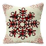 HULIANFU Linen Red Scottish Plaid Christmas Cushions Case Reindeer Trees Snowflakes Print Christmas Decorative Pillows for Sofa Couch Bed
