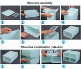 HULIANFU Wholesale 24pcs Shoe Box Set Classic White Foldable Storage Plastic Clear Home Organizer Shoe Rack Stack US CA&amp;NJ warehouse