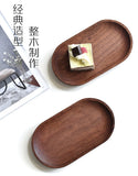 HULIANFU Mini Serving Tray for Jewellery Key Coin Oval Wood Natural Dessert Cup Tray Small Wooden Cheese Plate Tableware Deco