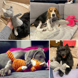 HULIANFU Plush Dog Toy Animals Shape Bite Resistant Squeaky Toys Corduroy Dog Toys for Small Large Dogs Puppy Pets Training Accessories