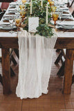 HULIANFU RU075C Popular Wedding Party baby shower decoration cotton gold blush pink dark green beige blue cheesecloth gauze table runner