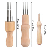 HULIANFU RORGETO Wool Felting Needles Awl Craft DIY Tools Solid Wooden Handle Holder Single and Multi Fine Needle for Creative Felting