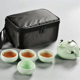 HULIANFU Tea Set1 pot 4 cups Travel Bag The Ding kiln Tea Sets Portable Travel Tea Set Quick Cup Tea Pot Kettle Gaiwan Kung Fu Tea Sets