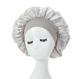 HULIANFU Women Night Sleep Hair Caps Silky Bonnet Satin Double Layer Adjust Head Cover Hat For Curly Springy Hair Styling Accessories