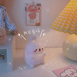 HULIANFU W&amp;G Kawaii Night Light Cartoon Creative Night Light Unplugged Bunny Decoration Bedroom Bedside Lamp Desk Lamp Home Decoration