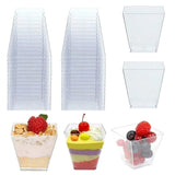 HULIANFU panacota plastic cup 50Pcs desert cup Clear Portion Transparent Trapezoidal Food container 60ml glasses for desserts Yogurt cups