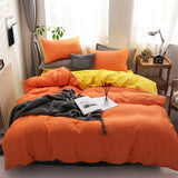 HULIANFU Nordic Double Color Bedding Set Single Queen King Duver Cover Set 240x220 Bed Sheet Bed Linen Pillowcase Gray Pink Quilt Covers