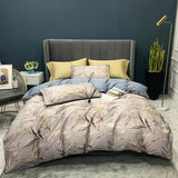HULIANFU Svetanya Nordic Yellow Geometric Egyptian Cotton Satin Bedlinens Queen King Size Fitted Sheet Bedding Set Duvet Cover Set