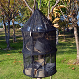 HULIANFU Portable Drying Dryer Rack Net Folding 3 Layer Clothes Hanging Mesh Bag Dish Shelf for Outdoor Camping Herbs Flowers Buds