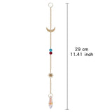 HULIANFU Metallic Hoop Moon Suncatcher Ornament Wind Chimes Crystal Prisms Hanging Rainbow Chaser Window Curtains Pendant Home Decor Gift