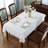 HULIANFU White Table Cover American Linen Cotton Table Tablecloth flower Fabric Nordic Tv Cabinet Table Cloth Lace Pattern Modern HM917