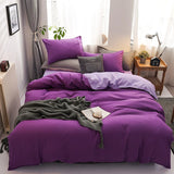 HULIANFU Nordic Double Color Bedding Set Single Queen King Duver Cover Set 240x220 Bed Sheet Bed Linen Pillowcase Gray Pink Quilt Covers