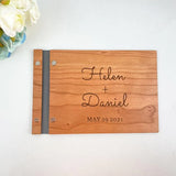 HULIANFU Personalized Guestbook Sign For Wedding Custom Rustic Memory Wooden Guest Signatures Book Album Baptism Mariage Decoration