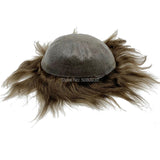 HULIANFU Invisible Knot Natural Hairline Men Toupee 100% Euro-Touch Human Hair Front Toupee