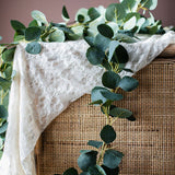 HULIANFU 2023 Green Eucalyptus Leaves Garland Wisteria Artificial Flowers Rattan Fake Plant Silk Leaf Vines For Wedding Birthday Party Decor