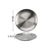HULIANFU Stainless steel Dinner Plates Restaurant Gold Serving Tray Round Dessert Cake Snack Dishes Silver Storage Plate Korean Cutlery