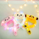 HULIANFU Lovely Luminous/no light Plush Rabbit Hat Funny Play Toy Up Down Moving Bunny Ears Toy Hat Girlfriend Children Gifts