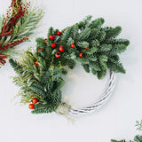HULIANFU White Garland Wicker Round Design Christmas Tree Rattan Wreath Ornament Vine Ring Decoration Home Party Hanging Flower Craft