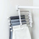 HULIANFU Stainless Steel Hangers Storage Tie Clips Multi-function 5 Layers Clothes Pants Rack Jeans Drying Rack Double Hooks Save Space